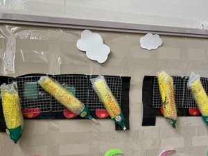 写真：4歳児クラスが作った焼きとうもろこし