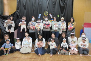 節分ごっこ　1部　ひよこクラブ　うさぎクラブ　くまクラブの集合写真