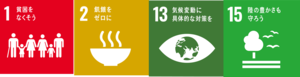 画像：SDGsマーク　1．2．13．15