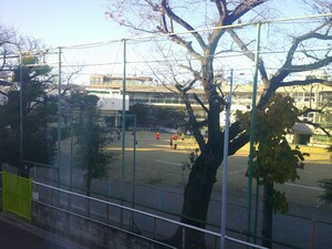 写真：校庭でドッジボールする様子