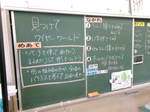 写真：「めあて」と「ながれ」で授業の内容が明確な板書